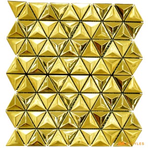 undefined-Gold Metal Mosaic Wall Tile Code31565 (300x325mm, Metallic)