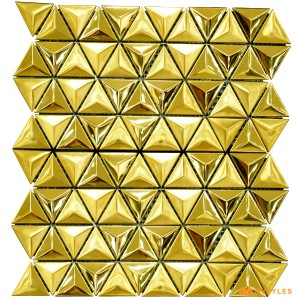 undefined-Gold Metal Mosaic Wall Tile Code31565 (300x325mm, Metallic)