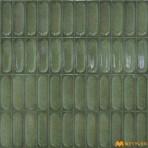 undefined-Ceramic Green Textured Wall Tile Code35219 (300x600mm, Glossy)