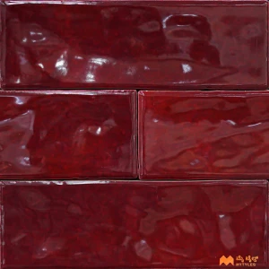 undefined-Imported Red Subway Wall Tile Code37782 (70x216mm, Glossy)