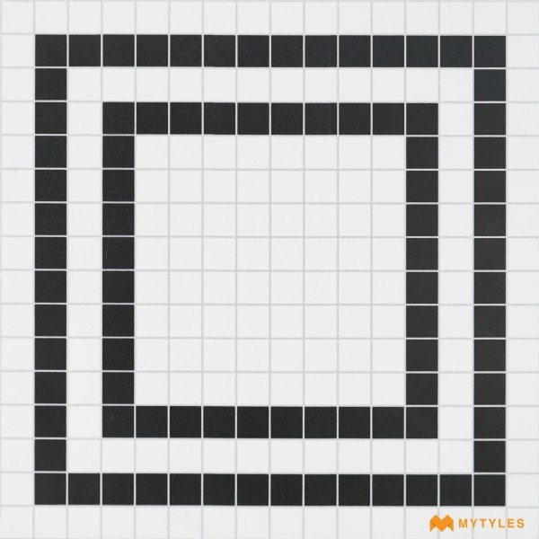Moroccan Tiles-White and Black Geometric Floor and Wall Tile Code27429 (300x300mm, Matt)