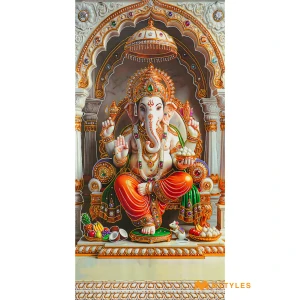 undefined-Vitrified Ganesha Wall Poster Tile Code38288 (600x1200mm, Matt with Glitter)