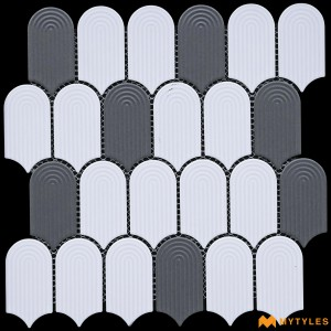 undefined-Imported White and Black Mosaic Floor and Wall Tile Code30496 (288x297mm, Matt)