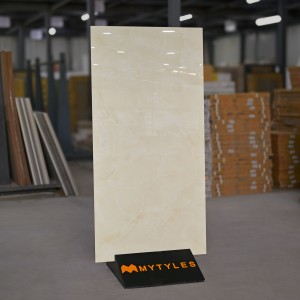 undefined-Vitrified Cream Floor and Wall Tile Code34097 (600x1200mm, Glossy)