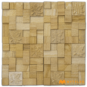 undefined-Natural Stone Wall Cladding Code16460 (285x285mm, Stone) - Teak Leaf CNC