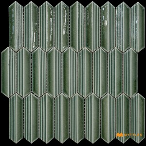 undefined-Imported Green Mosaic Wall Tile Code31165 (280x300mm, Glossy)
