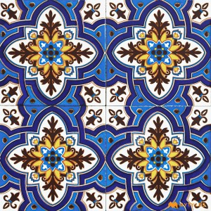 undefined-Decorative Blue Floor and Wall Tile Code30827 (100x100mm, Matt, 9Pcs)