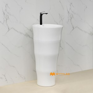 undefined-Globo White Pedestal Designer Wash Basin Code16359 (420x420x840mm, Glossy)