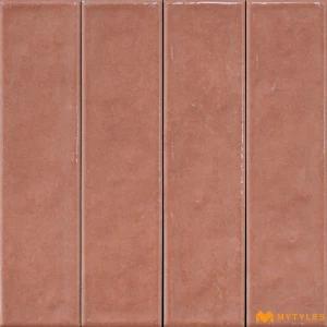 undefined-Red Terracotta Subway Luster Glossy Vitrified Wall Tile 60x260mm - Pack of 32