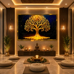 undefined-Vitrified Golden Tree Poster Wall Tile Code32852 (4x6 Feet, Glossy)