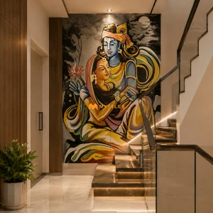 undefined-Poster Wall Tile -Krishna LS-48PG Code18326 (3x4 Feet, Glossy, 8Pcs)