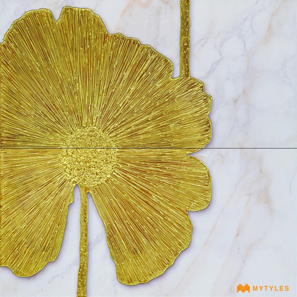Living Room-Vitrified White Mural Wall Tile Code29609 (4x8Feet,Matt)