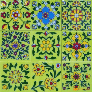 undefined-Decorative Yellow Floor and Wall Tile Code30833(75x75mm, Glossy, 16Pcs)