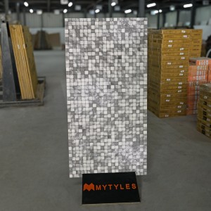 undefined-Vitrified Gray Mosaic Floor and Wall Tile Code28016 (600x1200mm, Matt/Glossy)