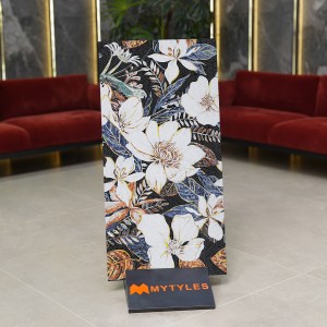 undefined-Vitrified White and Black Tropical Wall Tile Code30932 (600x1200mm, Matt)