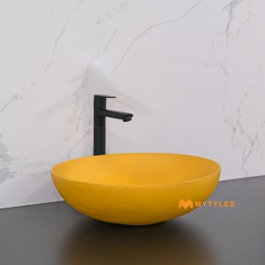 undefined-Quartz Yellow Wash Basin Code36123 (400x400x100mm, Matt)