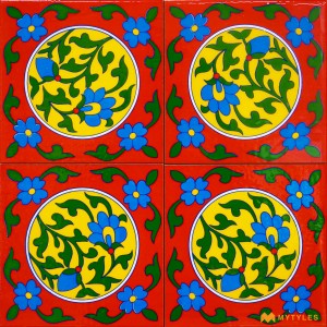 undefined-Decorative Red Tile Code30341 (150x150mm, Glossy, 4Pc in Box)