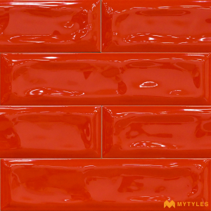 undefined-Ceramic Red Subway Wall Tile Code12090 (75x300mm, Glossy)