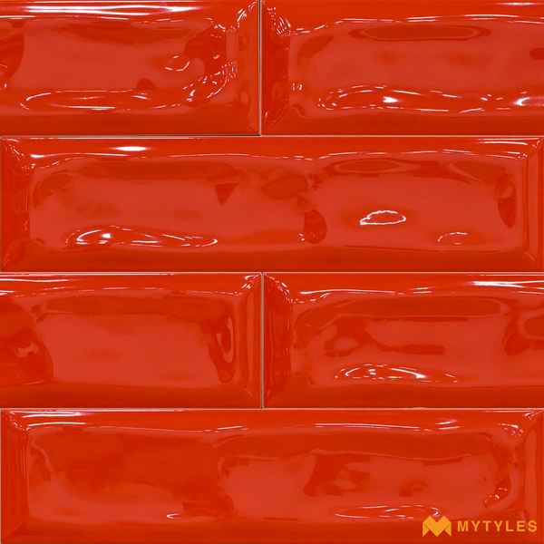 Subway Tiles-Ceramic Red Subway Wall Tile Code12090 (75x300mm, Glossy)