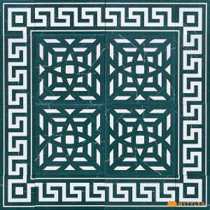 undefined-White and Green Carpet Design Floor and Wall Tile Code30701 (300x300mm, Matt)