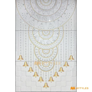 undefined-Sacred Hanging Bell White Lippan Art Mirror Mural Tile Code40851 1200x1800mm 3Pc
