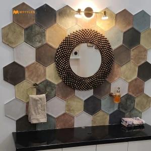 undefined-Imported Random Color Hexagon Tile Code1719 (228x198mm, Rustic Matt)