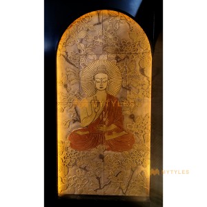 undefined-Natural Stone Brown Buddha Wall Mural Code31927 (4x8ft, Matt, 8Pcs)