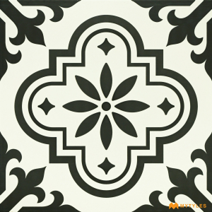 undefined-Vitrified White and Black Moroccan Tile Code26891 (300x300mm, Matt)