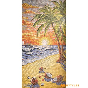 undefined-Vitrified Palm Beach Mosaic Wall Tile Code35261 (4x8 Feet, Matt)