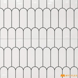 undefined-Ceramic White Geometric Wall Tile Code35954 (300x600mm, Glossy)
