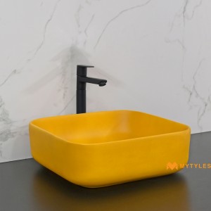 undefined-Quartz Yellow Table Top Wash Basin Code36130 (380x380x125mm, Matt)