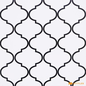 undefined-Black and White Moroccan Floor and Wall Tile Code30813 (300x300mm, Matt)