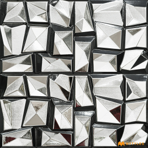 undefined-Ceramic Silver 3D Wall Tile Code28174 (300x600mm, Metallic)