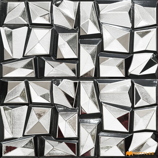 3d Tiles-Ceramic Silver 3D Wall Tile Code28174 (300x600mm, Metallic)