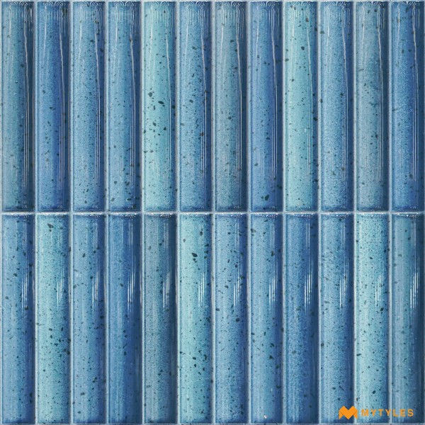 Kitchen-Ceramic Blue Fluted Wall Tile Code31406 (300x300mm, Glossy)