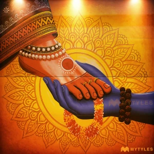 undefined-Shiv Parvati Charan Sparsh Matt Mural Tile Code39475 2400x2400mm 8Pc Set