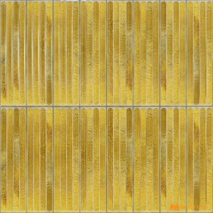 undefined-Ceramic Gold Kitkat Mosaic Wall Tile Code28437 (300x600mm, Glossy)