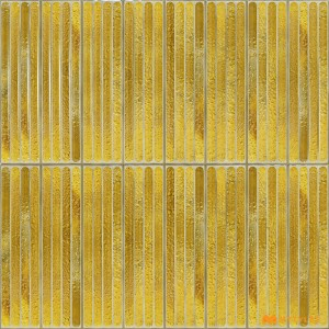 undefined-Ceramic Gold Kitkat Mosaic Wall Tile Code28437 (300x600mm, Glossy)