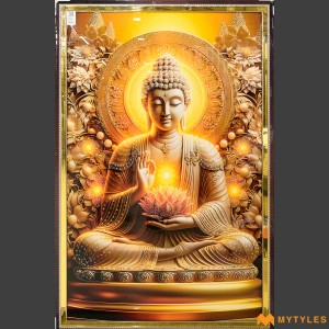 undefined-Vitrified Orange Buddha Poster Wall Tile Code34973(2x3 Feet, Glossy)-CR-3094