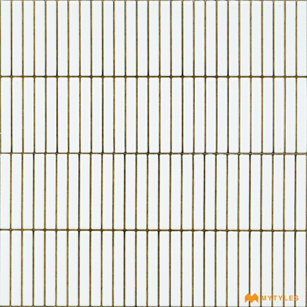 Kitchen-Ceramic White Kitkat Mosaic Wall Tile Code28426 (300x600mm, Glossy)