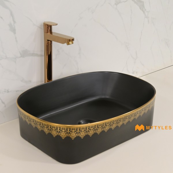 Table Top Wash Basin-Ceramic Black Designer Wash Basin Code33567 (350x500mm, Matt)