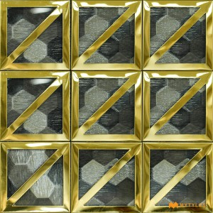 undefined-Gold Mosaic Metal Wall Tile Code31555 (300x300mm, Metallic)
