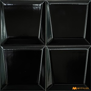 undefined-Imported Black 3D Wall Tile Code28322 (100x100mm, Glossy)