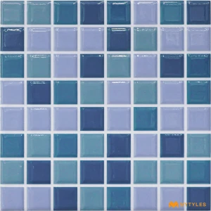 undefined-Blue Swimming Pool Mosaic Floor and Wall Tile Code38523 (200x200mm, Glossy)