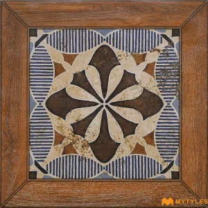 undefined-Brown Oak Marquetry Carving Matt Ceramic Moroccan Tile Code40642 300x300mm
