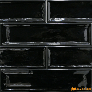 undefined-Ceramic Black Subway Wall Tile Code25539 (75x300mm, Glossy)