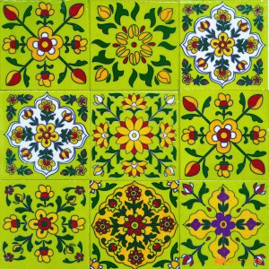 undefined-Decorative Yellow Floor and Wall Tile Code30823(100x100mm, Glossy,9Pcs)