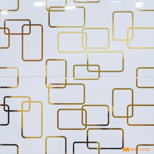 undefined-Ceramic White and Gold Highlighter Wall Tile Code31255 (300x600mm, High-Glossy)