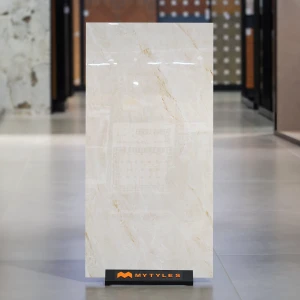 undefined-Vitrified Cream Floor and Wall Tile Code38192 (600x1200mm, Glossy)