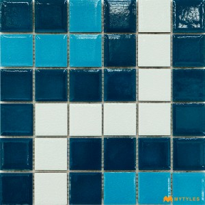 undefined-Blue Swimming Pool Mosaic Floor and Wall Tile Code33251 (300x300mm, Glossy)